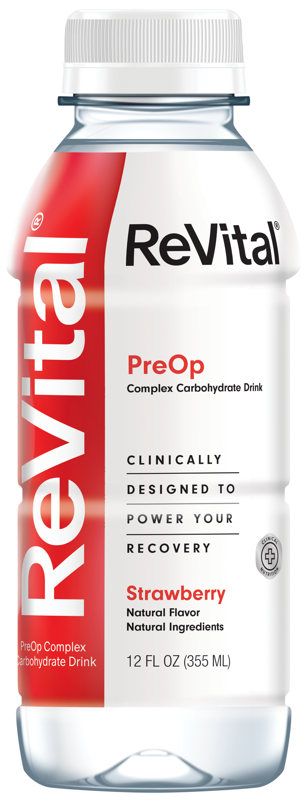 ReVital Nutritional Beverage, 12oz Clear Carbohydrate Pre-Surgery PreOp Drink 12 Bottle CASE Kit B — Strawberry Flavor (Bulk)