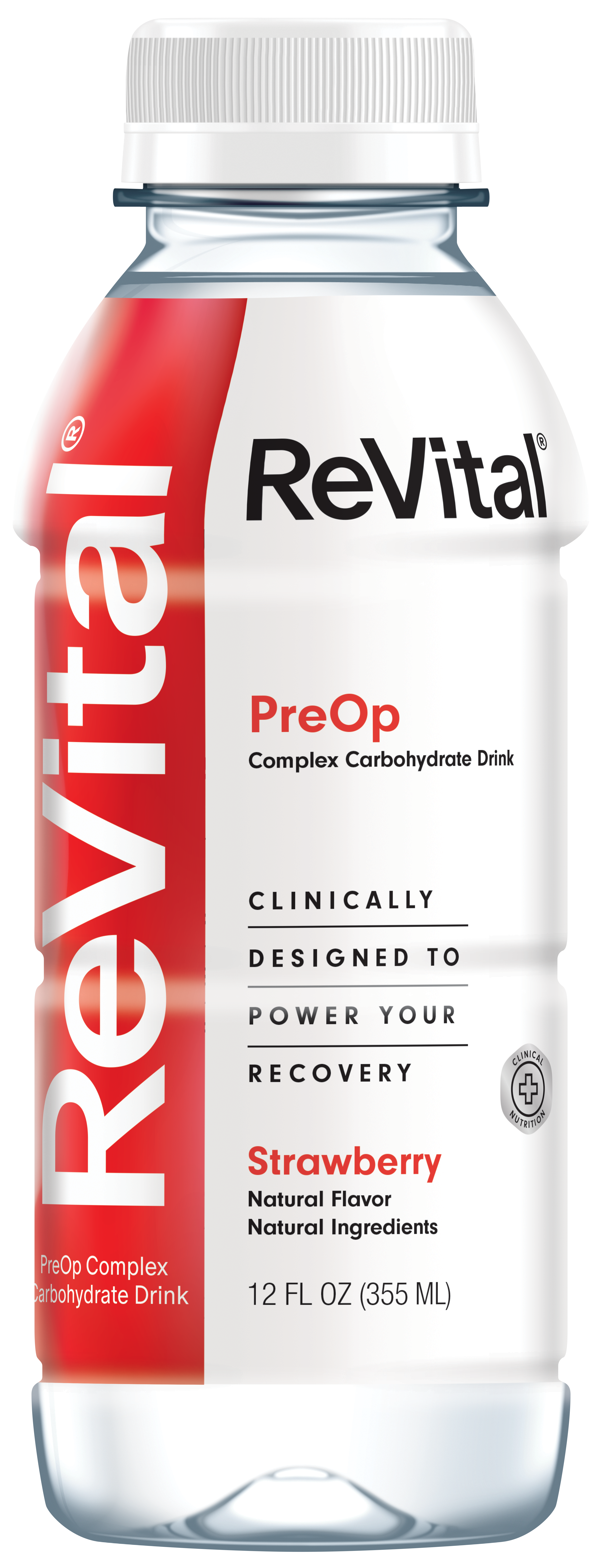 ReVital Nutritional Beverage, 12oz Clear Carbohydrate Pre-Surgery PreOp Drink 12 Bottle CASE Kit B — Strawberry Flavor (Bulk)