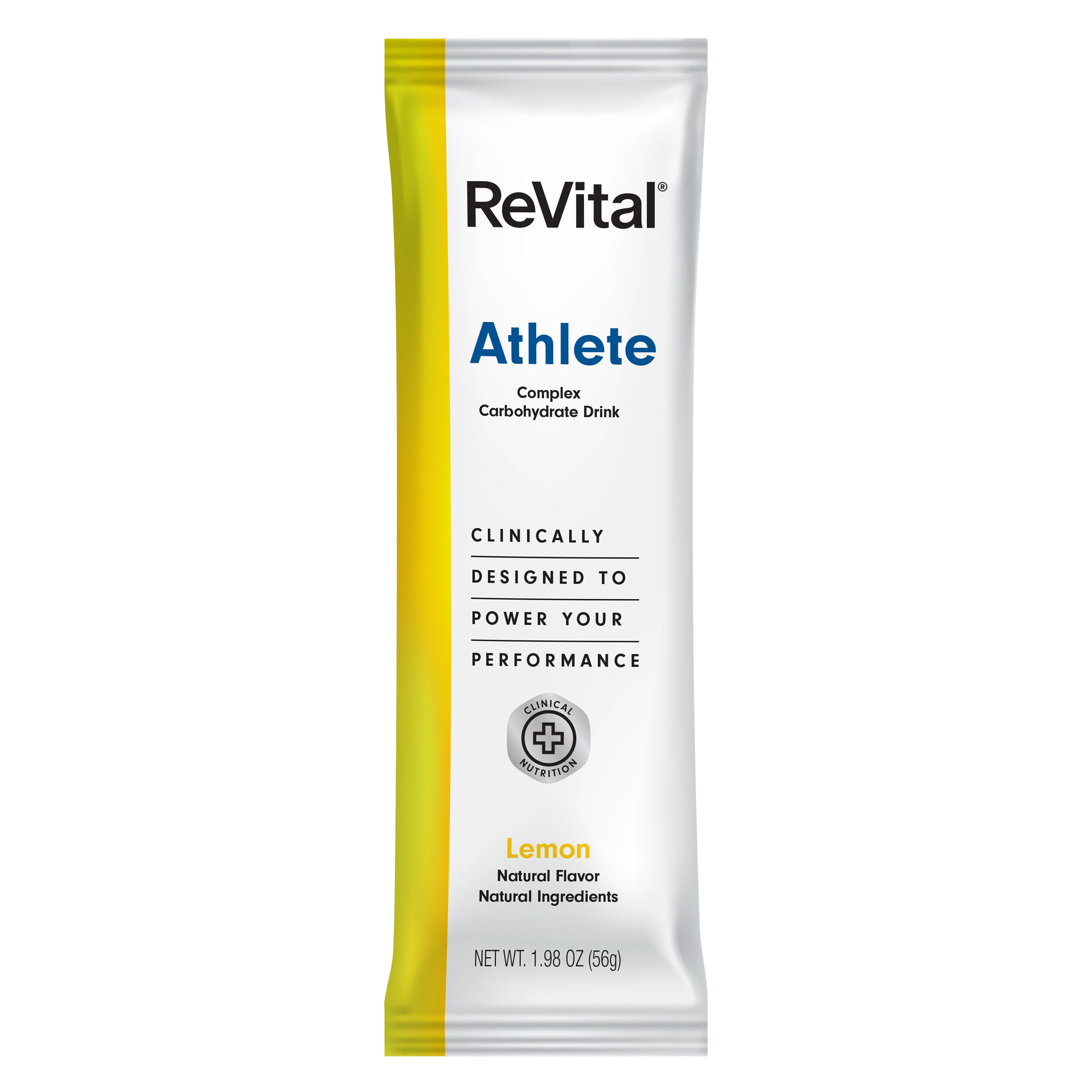 ReVital Nutritional Beverage, 12oz Powdered Drink Mix, Clear Carbohydrate Athlete & Plus+ 4-Pack Powder Sticks Mix Kit L, Lemon Flavor