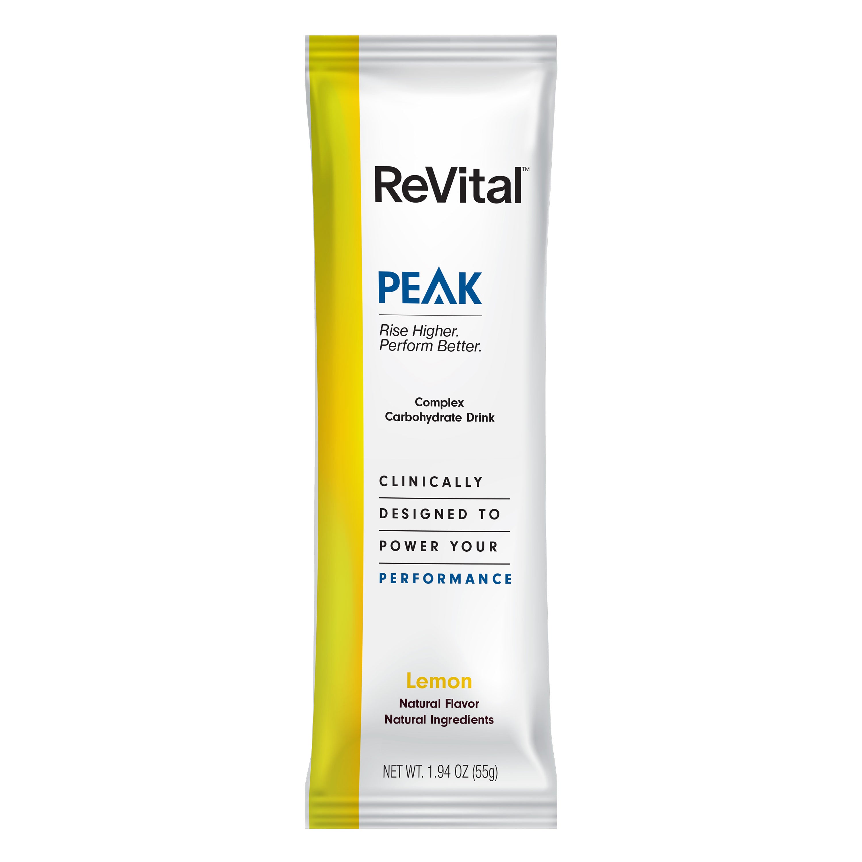 ReVital Nutritional Beverage, 12oz Powdered Drink Mix, Clear Carbohydrate PEAK 4-Pack Powder Sticks Kit H, Lemon Flavor