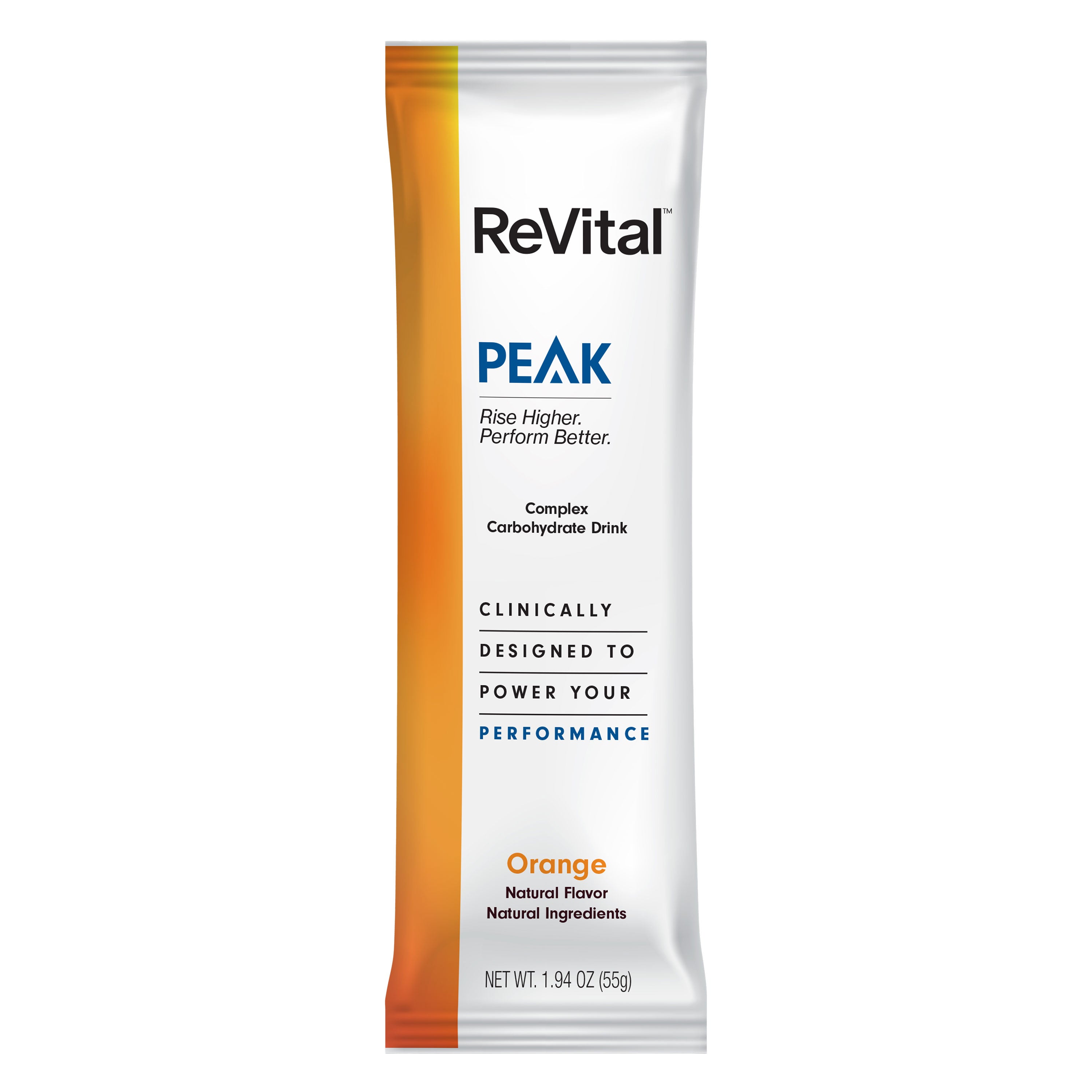 ReVital Nutritional Beverage, 12oz Powdered Drink Mix, Clear Carbohydrate PEAK 4-Pack Powder Sticks Kit G, Orange Flavor
