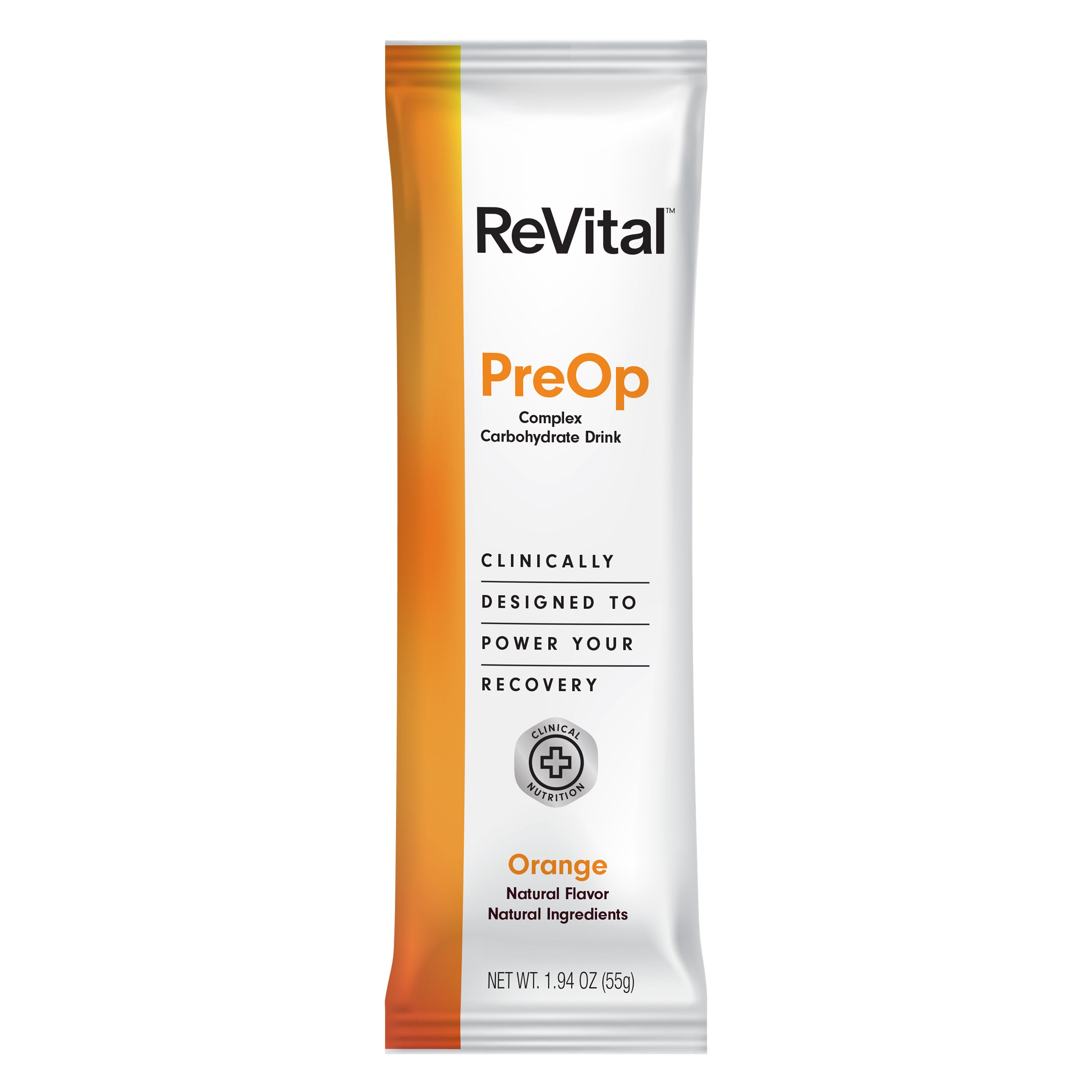 ReVital Nutritional Beverage, 12oz Powdered Drink Mix, Clear Carbohydrate Pre-Surgery PreOp Drink, Orange Flavor