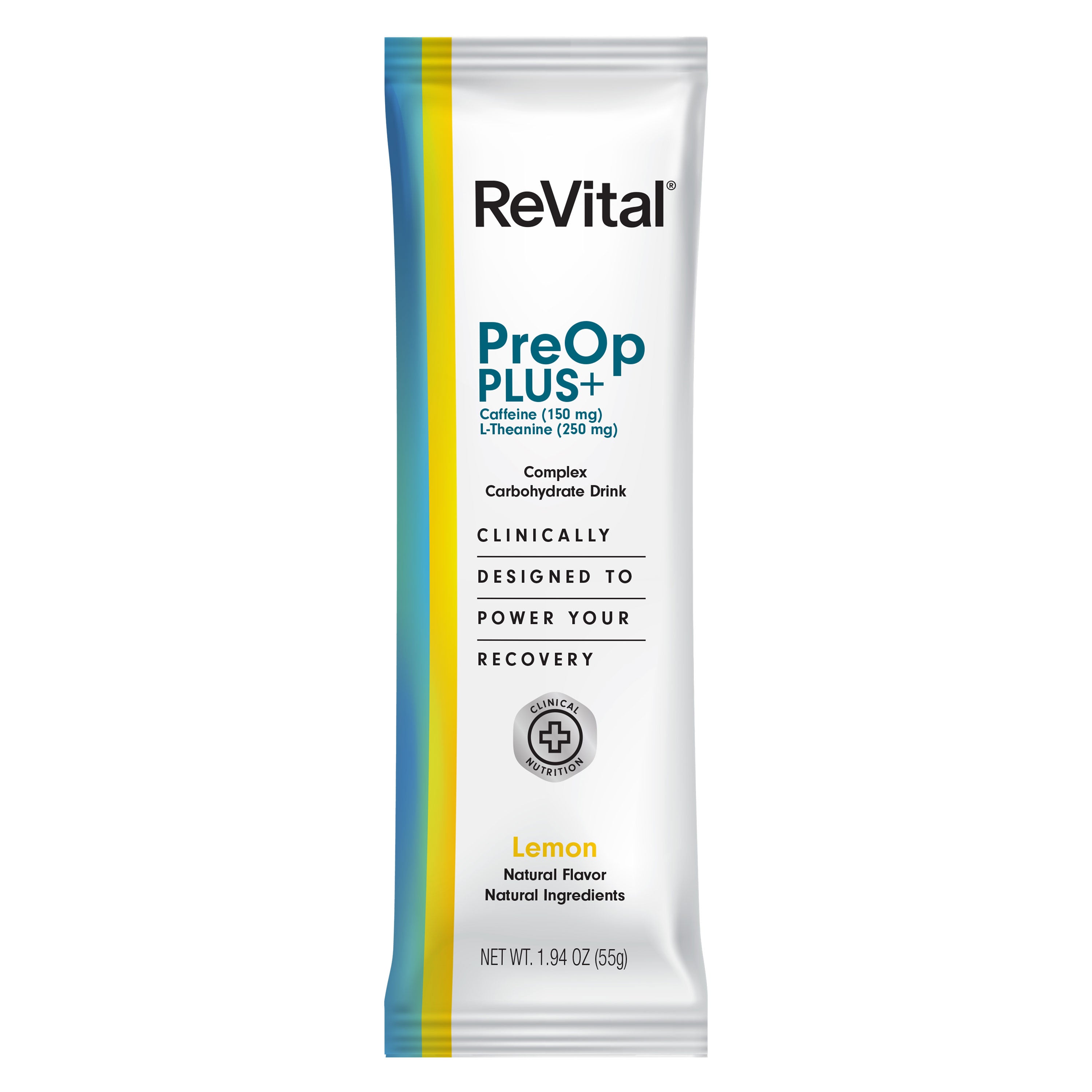 ReVital Nutritional Beverage, 12oz Powdered Drink Mix, Clear Carbohydrate Pre-Surgery PreOp 3-Pack Mix Powder Sticks Kit D, Lemon Flavor