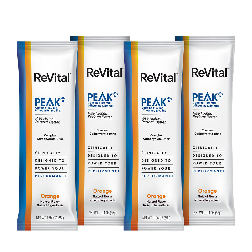 ReVital Nutritional Beverage, 12oz Powdered Drink Mix, Clear Carbohydrate PEAK 4-Pack Powder Sticks Kit I, Orange Flavor
