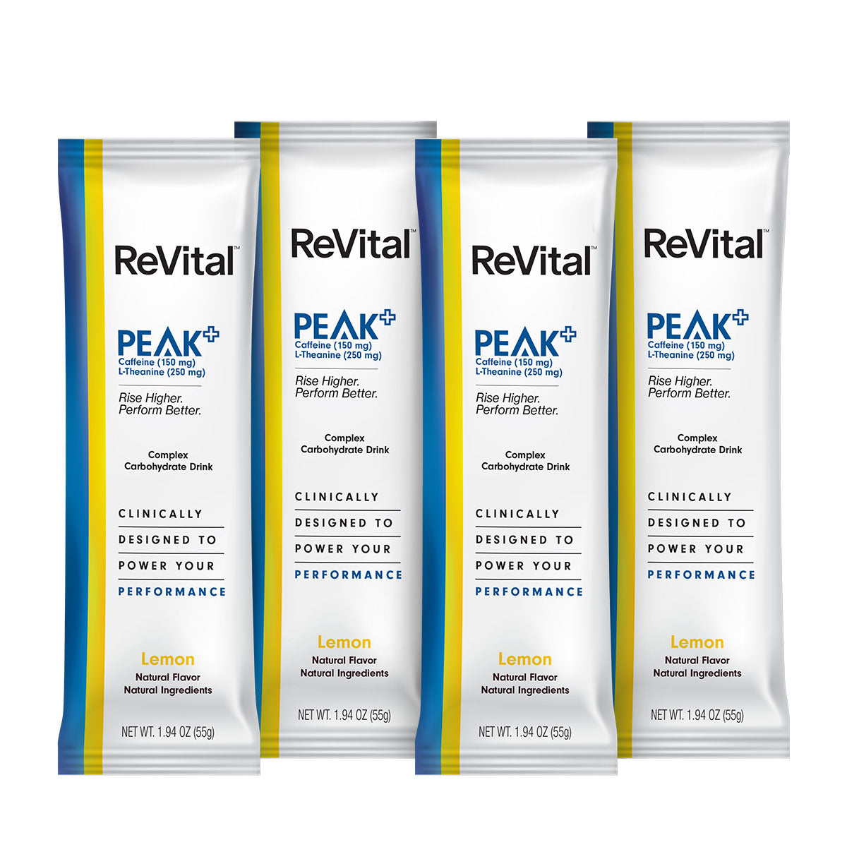 ReVital Nutritional Beverage, 12oz Powdered Drink Mix, Clear Carbohydrate Athlete Plus 4-Pack Powder Sticks Kit J, Lemon Flavor